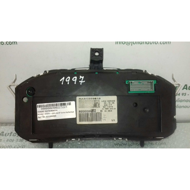 Recambio de cuadro instrumentos para renault megane ii berlina 5p confort authentique referencia OEM IAM 8200399693 35110419 