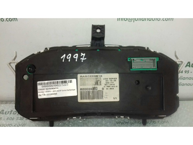 Recambio de cuadro instrumentos para renault megane ii berlina 5p confort authentique referencia OEM IAM 8200399693 35110419 