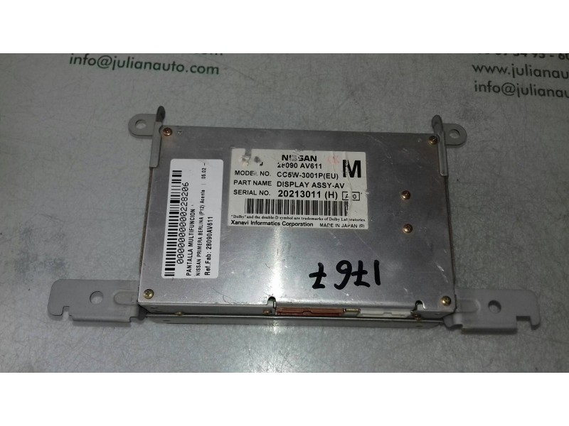 Recambio de pantalla multifuncion para nissan primera berlina (p12) acenta referencia OEM IAM 28090AV611 20213011H 