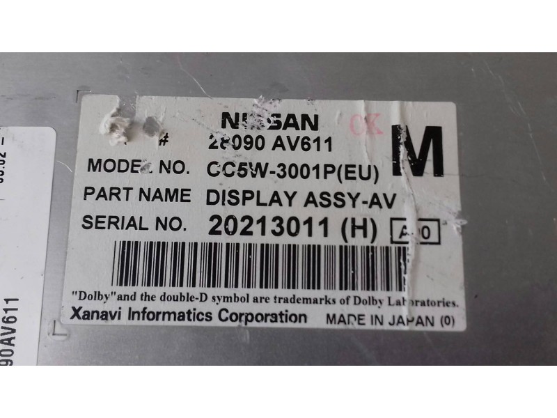 Recambio de pantalla multifuncion para nissan primera berlina (p12) acenta referencia OEM IAM 28090AV611 20213011H 