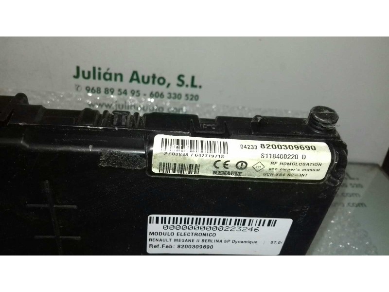 Recambio de modulo electronico para renault megane ii berlina 5p dynamique referencia OEM IAM 8200309690 S118400220D UCHX84N2