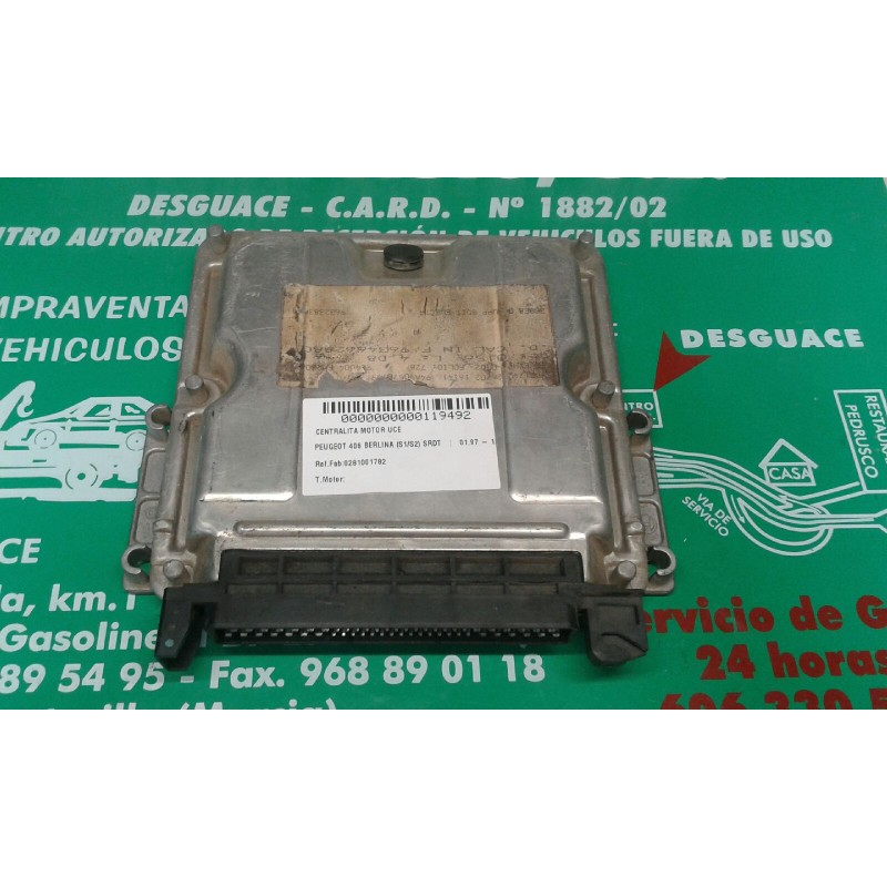Recambio de centralita motor uce para peugeot 406 berlina (s1/s2) srdt referencia OEM IAM 0281001782 9634662880 EDC15C2