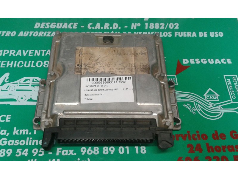 Recambio de centralita motor uce para peugeot 406 berlina (s1/s2) srdt referencia OEM IAM 0281001782 9634662880 EDC15C2