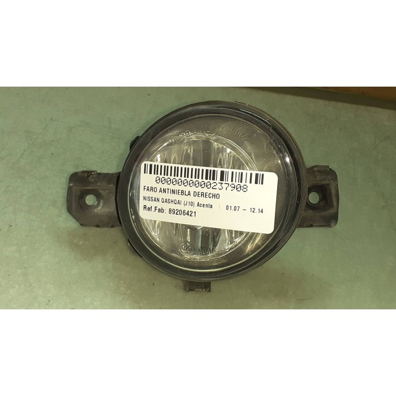 Recambio de faro antiniebla derecho para nissan qashqai (j10) acenta referencia OEM IAM 89206421 261508990A VALEO