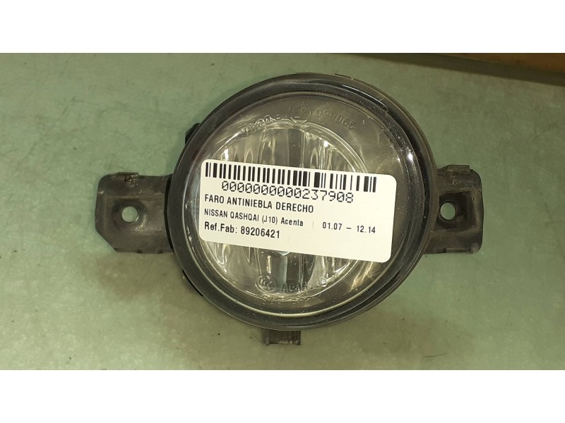 Recambio de faro antiniebla derecho para nissan qashqai (j10) acenta referencia OEM IAM 89206421 261508990A VALEO
