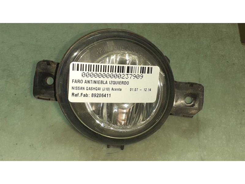 Recambio de faro antiniebla izquierdo para nissan qashqai (j10) acenta referencia OEM IAM 89206411 261558990A VALEO