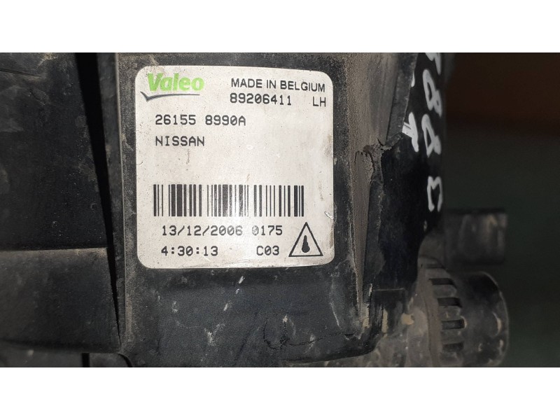 Recambio de faro antiniebla izquierdo para nissan qashqai (j10) acenta referencia OEM IAM 89206411 261558990A VALEO