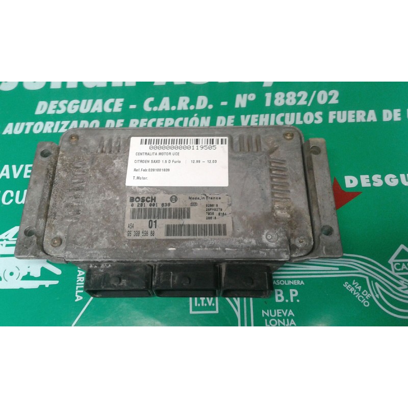 Recambio de centralita motor uce para citroen saxo 1.5 d furio referencia OEM IAM 0281001839 9630059880 AS4