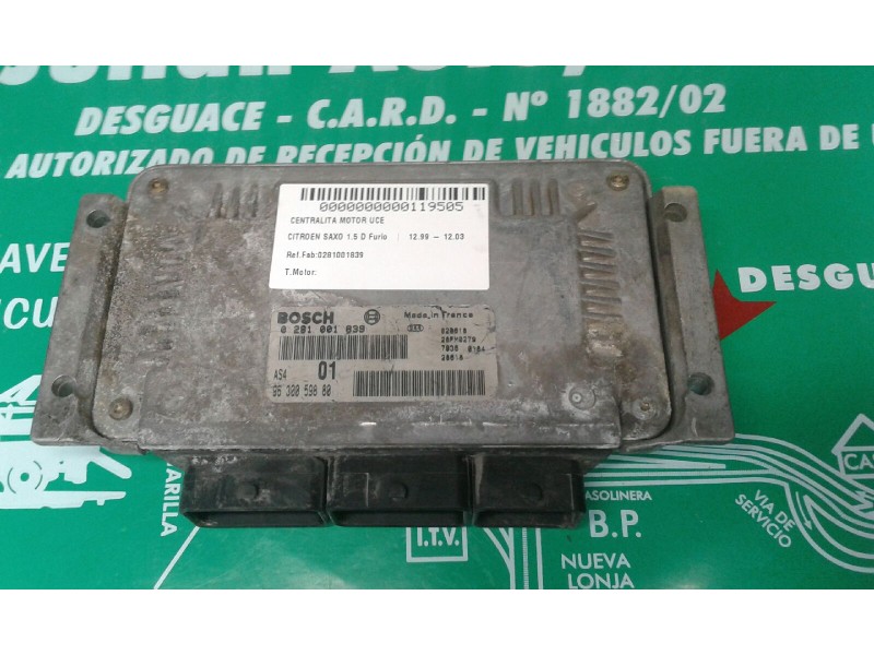 Recambio de centralita motor uce para citroen saxo 1.5 d furio referencia OEM IAM 0281001839 9630059880 AS4