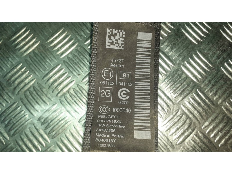 Recambio de cinturon seguridad trasero izquierdo para peugeot 308 style referencia OEM IAM 98087919XX 33017492B 33035173