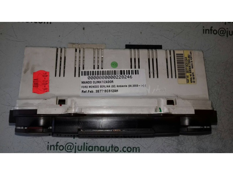 Recambio de mando climatizador para ford mondeo berlina (ge) ambiente (06.2003) (d) referencia OEM IAM 3S7T18C612AH  