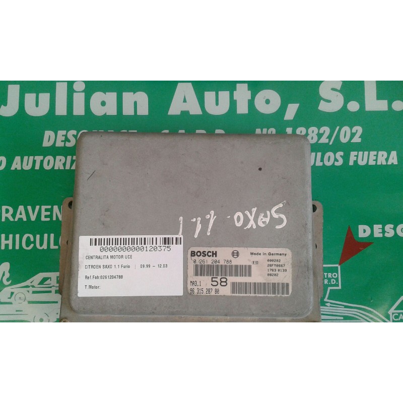 Recambio de centralita motor uce para citroen saxo 1.1 furio referencia OEM IAM 0261204788 9631528780 