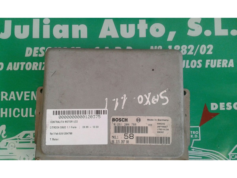 Recambio de centralita motor uce para citroen saxo 1.1 furio referencia OEM IAM 0261204788 9631528780 