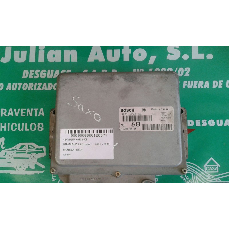 Recambio de centralita motor uce para citroen saxo 1.4 exclusive referencia OEM IAM 0261203736 9620398980 