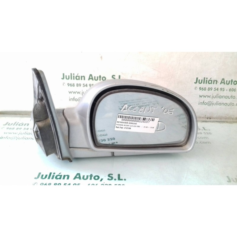 Recambio de retrovisor derecho para hyundai accent (lc) gls crdi referencia OEM IAM 012188 012189 ELECTRICO