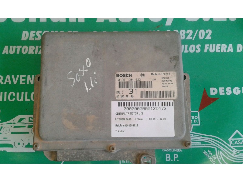 Recambio de centralita motor uce para citroen saxo 1.1 plaisir referencia OEM IAM 0261204622 9630278180  Recambio de centralita motor uce para citroen saxo 1.1 plaisir referencia OEM IAM 0261204622 9630278180