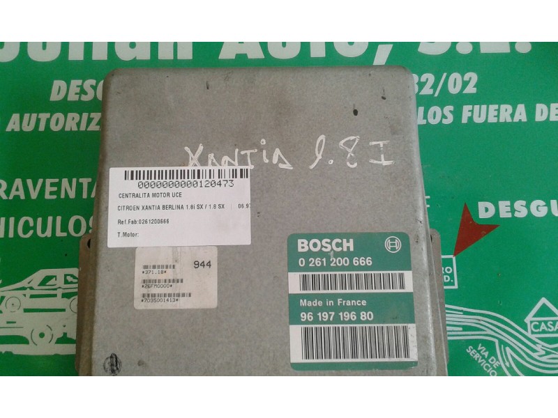 Recambio de centralita motor uce para citroen xantia berlina 1.8i sx / 1.8 sx referencia OEM IAM 0261200666 9619719680 