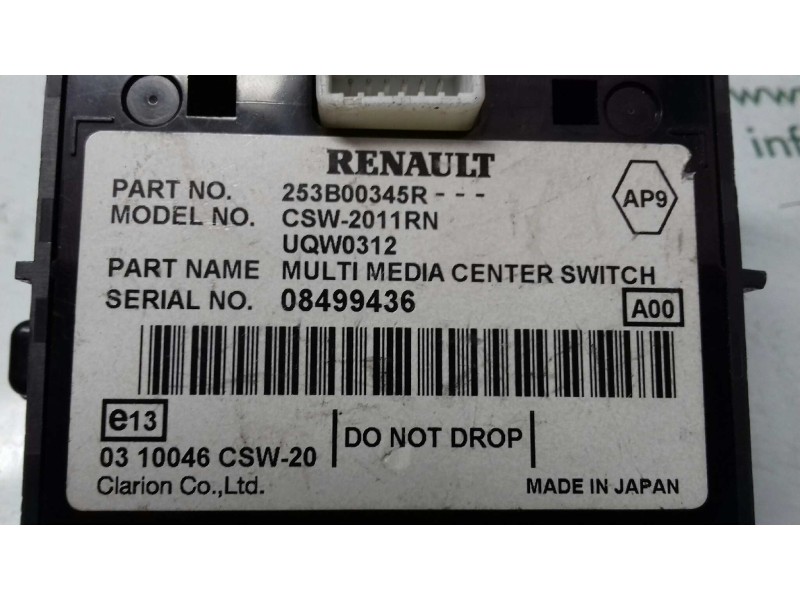 Recambio de mando multifuncion para renault laguna iii authentique referencia OEM IAM 253B00345R CSW2011RN UQW0312