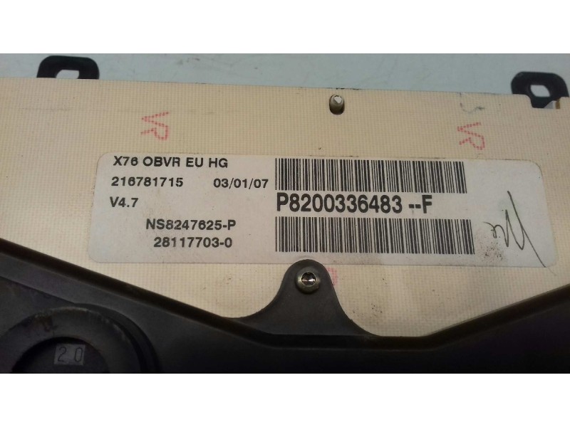 Recambio de cuadro instrumentos para renault kangoo (f/kc0) authentique referencia OEM IAM P8200336483F 8200336483 JOHNSON CONTR