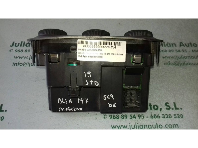 Recambio de mando climatizador para alfa romeo 147 (190) 1.9 jtd 120 collezione referencia OEM IAM 01560513690  
