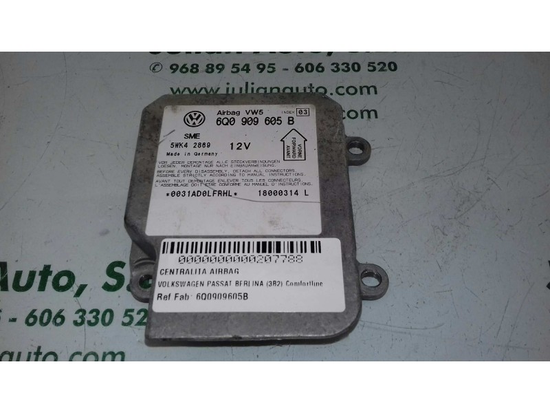 Recambio de centralita airbag para volkswagen passat berlina (3b2) comfortline referencia OEM IAM 6Q0909605B 5WK42869 SME