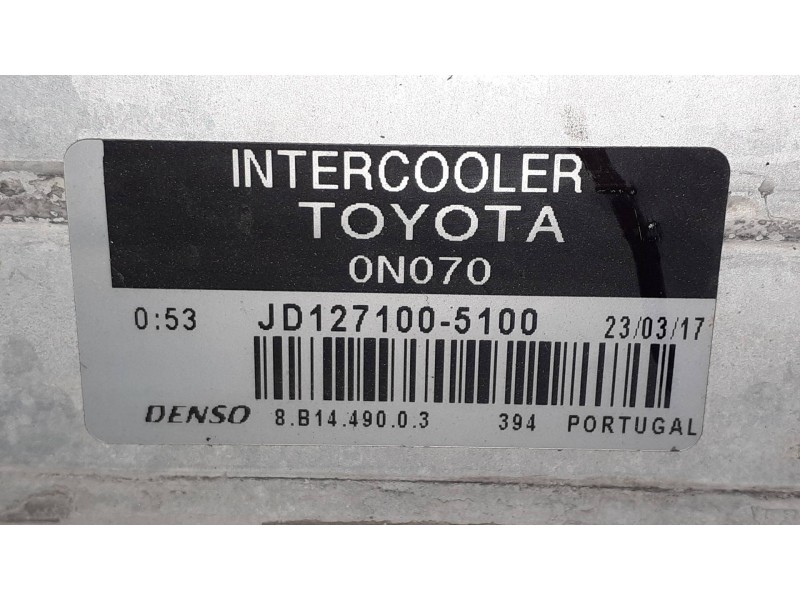 Recambio de intercooler para toyota yaris live referencia OEM IAM JD1271005100 8B1449003 DENSO