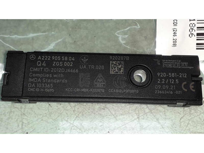 Recambio de antena para mercedes-benz clase b (w246) b 200 cdi (246.208) referencia OEM IAM A2229055904 920581212 