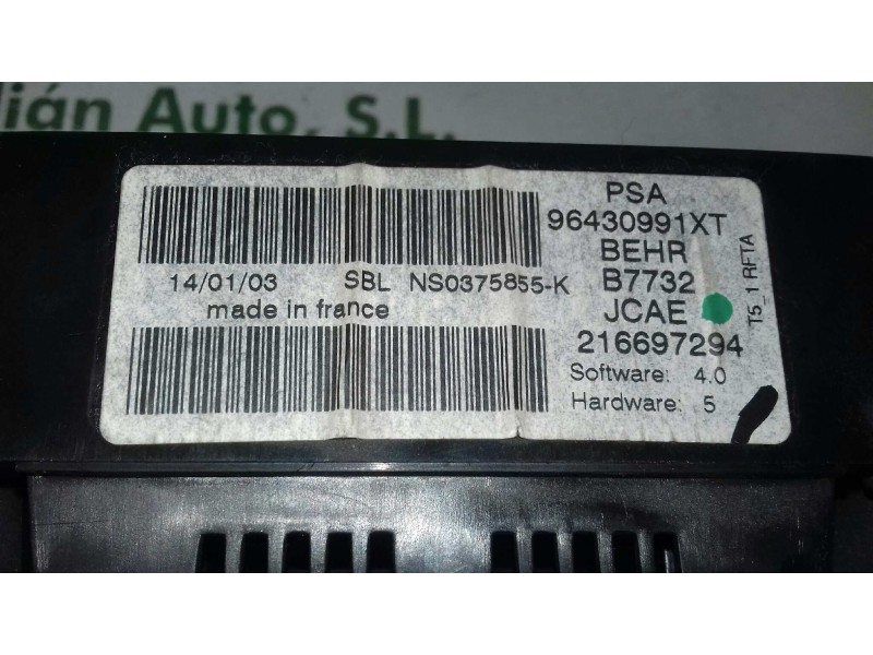 Recambio de mando climatizador para peugeot 307 (s1) xt referencia OEM IAM 96430991XT  BEHR