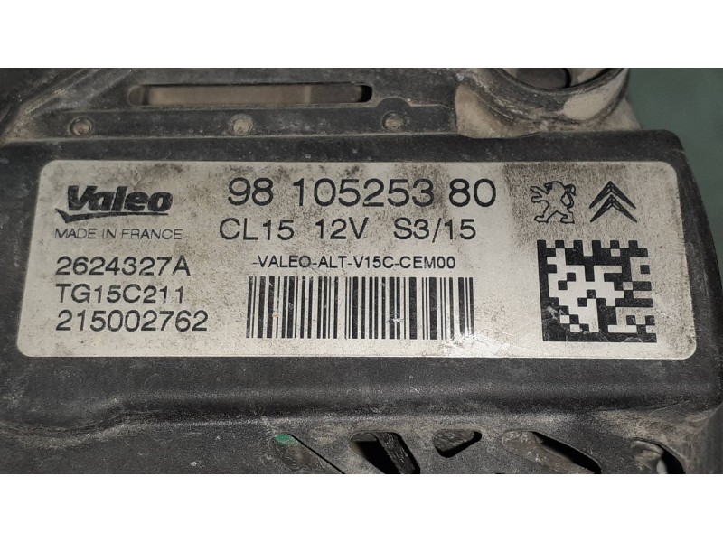 Recambio de alternador para peugeot partner kasten confort l1 referencia OEM IAM 9810525380 VALEO CL15