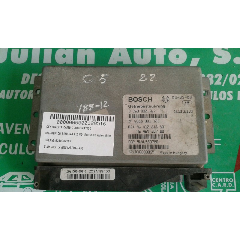 Recambio de centralita cambio automatico para citroen c5 berlina 2.2 hdi exclusive automático referencia OEM IAM 0260002767 ZF60