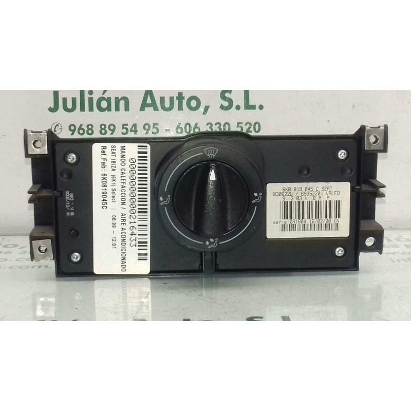 Recambio de mando calefaccion / aire acondicionado para seat ibiza (6k1) select referencia OEM IAM 6K0819045C 69352201 VALEO