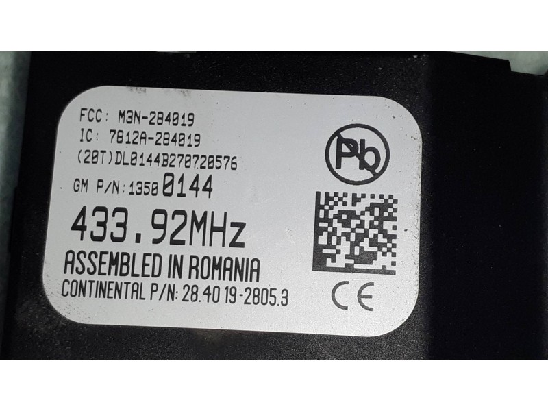 Recambio de modulo electronico para opel adam unlimited ecoflex referencia OEM IAM 13500144 M3N284019 RECEPTOR LLAVE