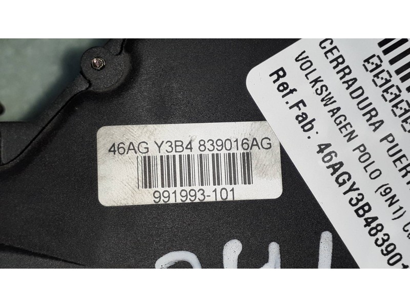 Recambio de cerradura puerta trasera derecha para volkswagen polo (9n1) conceptline referencia OEM IAM 3B4839016AG Y3B4839016AG 