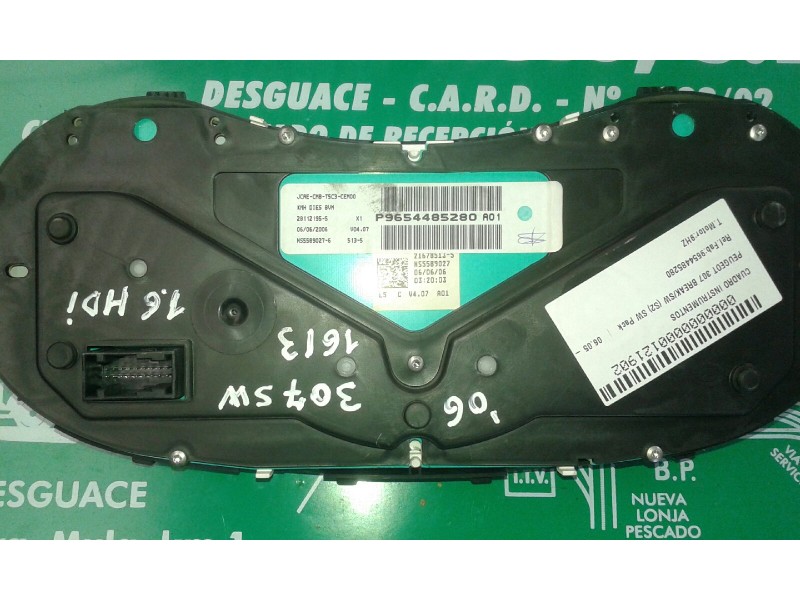 Recambio de cuadro instrumentos para peugeot 307 break/sw (s2) sw pack referencia OEM IAM 9654485280  