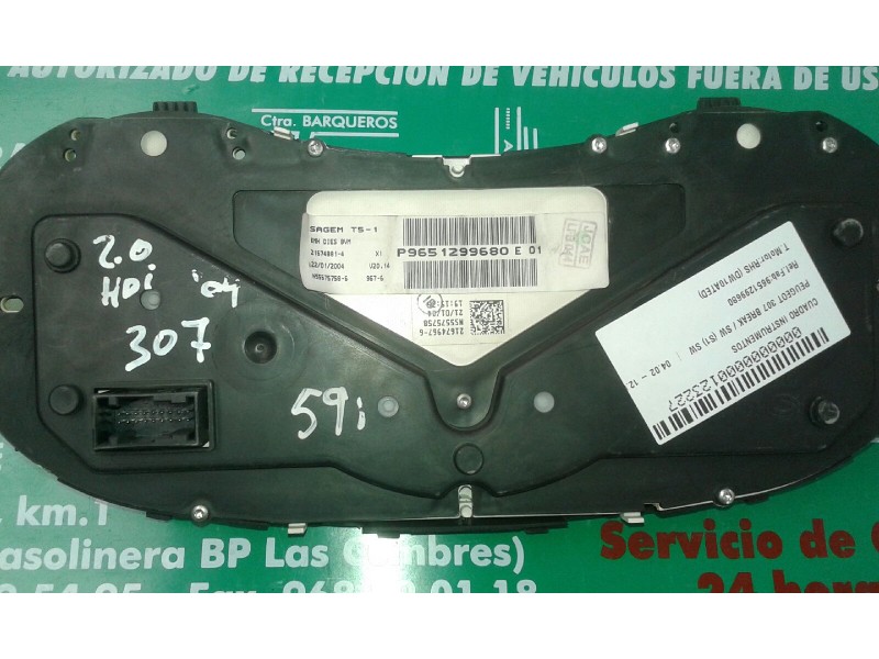 Recambio de cuadro instrumentos para peugeot 307 break / sw (s1) sw referencia OEM IAM 9651299680 21674881-4 SAGEM