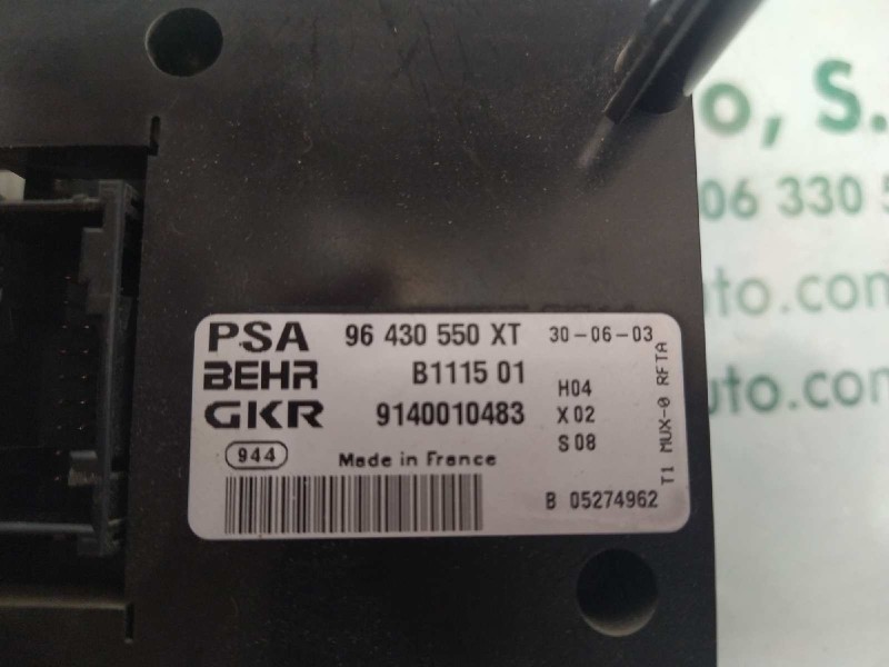 Recambio de mando climatizador para peugeot 206 berlina xn referencia OEM IAM 96430550XT B111501 9140010483