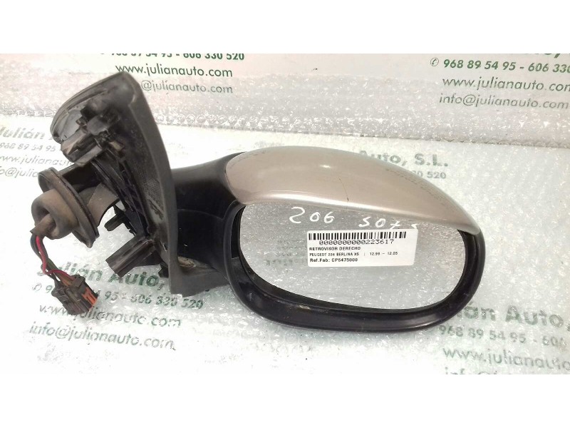 Recambio de retrovisor derecho para peugeot 206 berlina xs referencia OEM IAM CP6475000 6475000 ELECTRICO