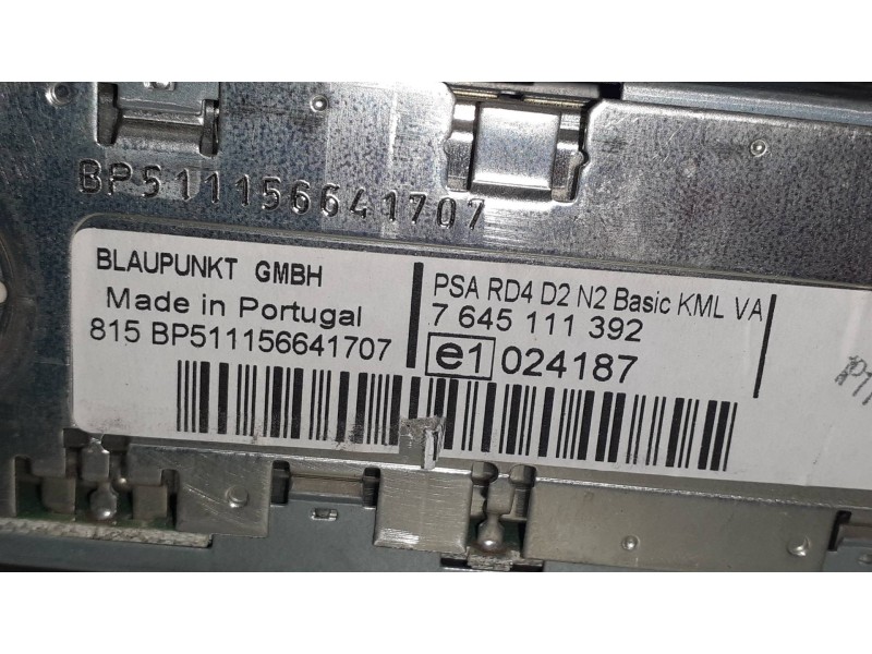 Recambio de sistema audio / radio cd para peugeot 407 st confort referencia OEM IAM 7645111392 815BP511156641707 BLAUPUNKT