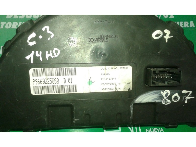 Recambio de cuadro instrumentos para citroen c3 1.4 hdi exclusive referencia OEM IAM 9660225880 28114973-4 NS6377661-1