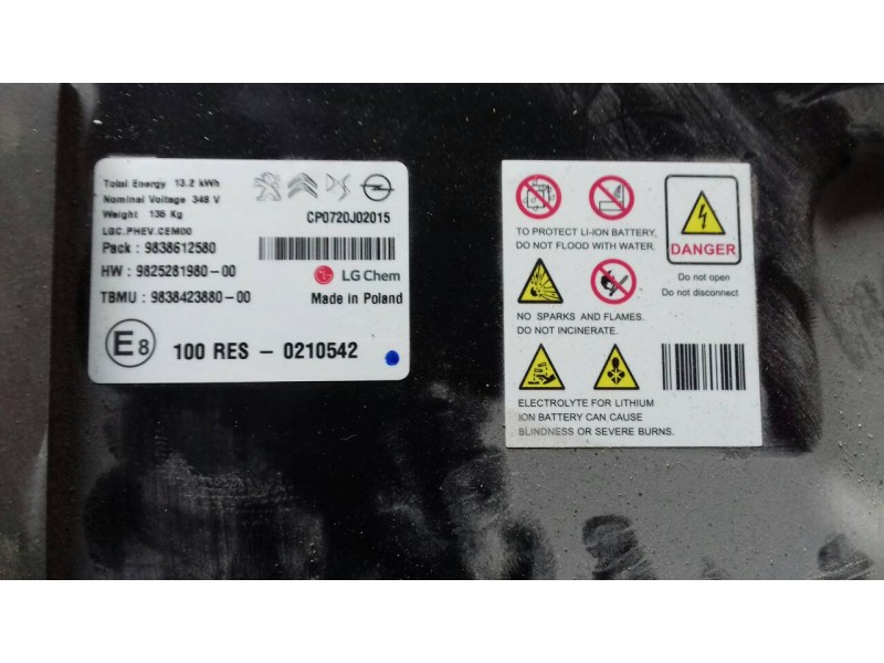 Recambio de bateria para peugeot 3008 allure referencia OEM IAM 9838612580 9825281980 348V