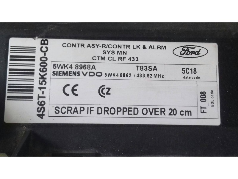 Recambio de modulo confort para ford fusion (cbk) ambiente referencia OEM IAM 4S6T15K600CB  