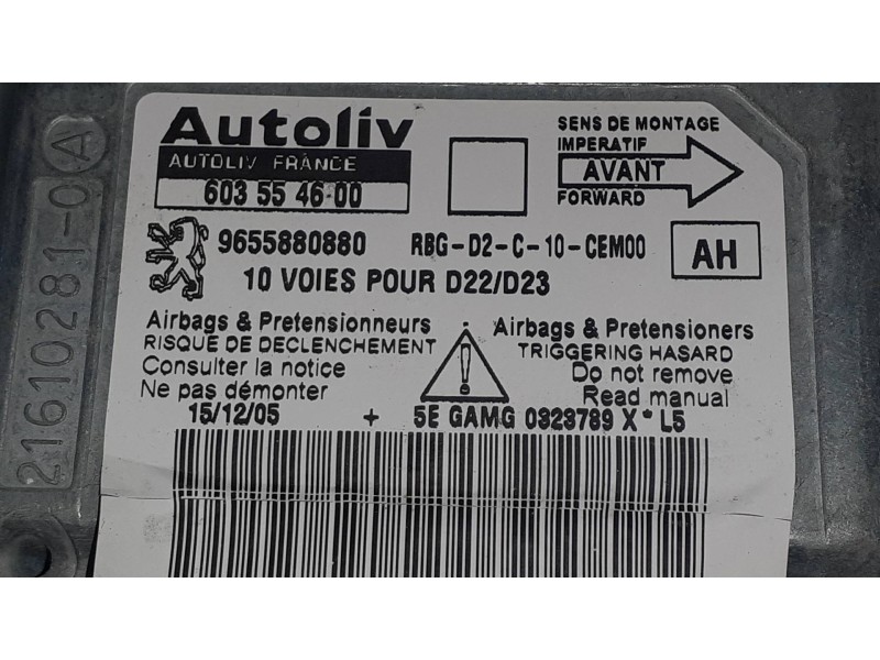 Recambio de centralita airbag para peugeot 407 st confort referencia OEM IAM 9655880880 216102810 AUTOLIV