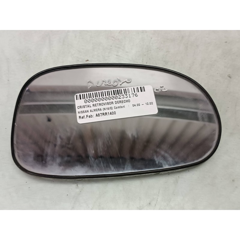 Recambio de cristal retrovisor derecho para nissan almera (n16/e) comfort referencia OEM IAM A87RR1400 R1400 A87R