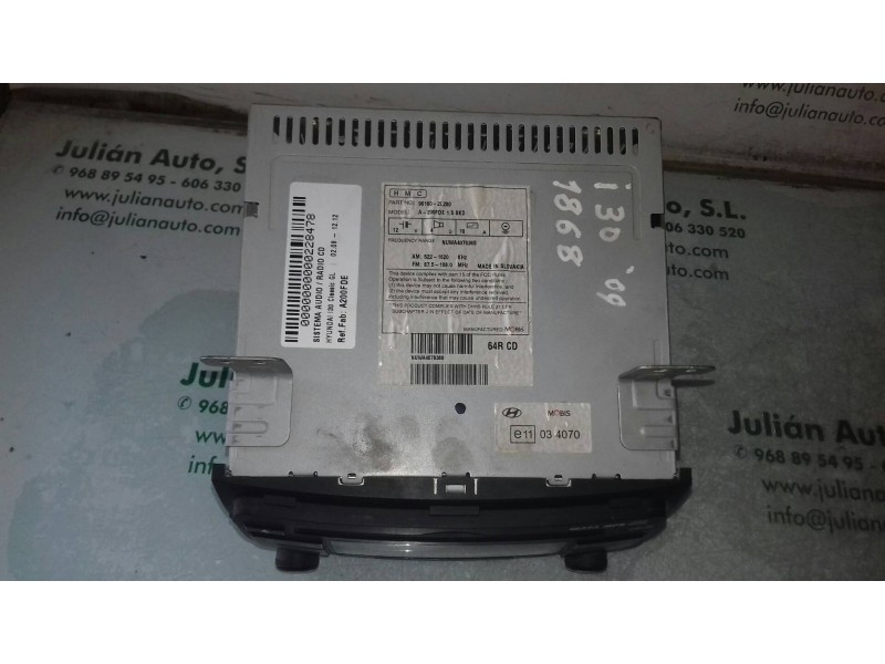 Recambio de sistema audio / radio cd para hyundai i30 classic gl referencia OEM IAM A200FDE 961602L200 64RCD