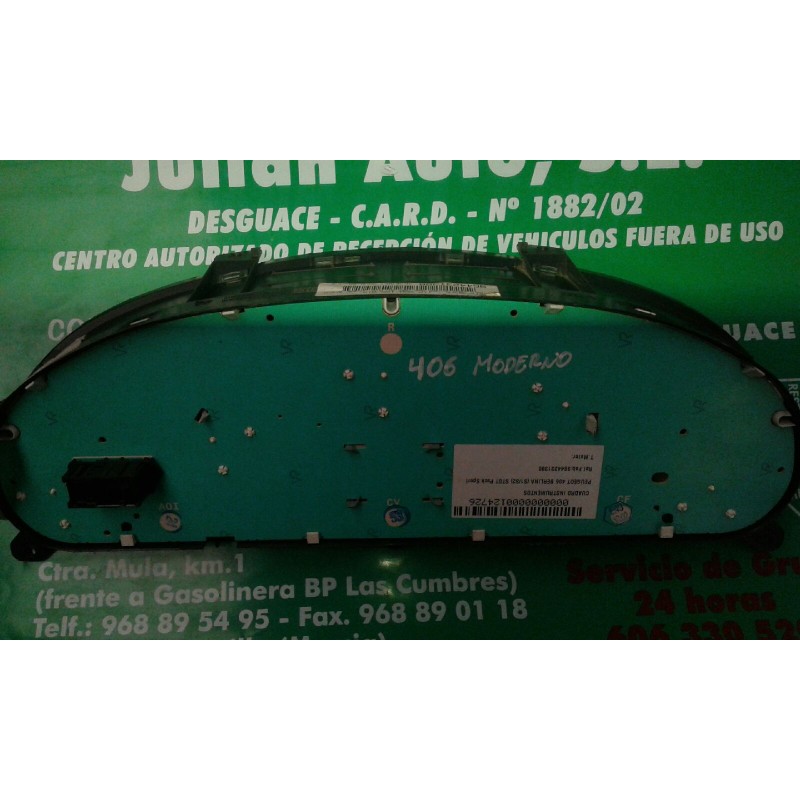 Recambio de cuadro instrumentos para peugeot 406 berlina (s1/s2) stdt pack sport referencia OEM IAM 9644231380 198693  Recambio de cuadro instrumentos para peugeot 406 berlina (s1/s2) stdt pack sport referencia OEM IAM 9644231380 198693