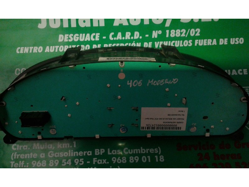 Recambio de cuadro instrumentos para peugeot 406 berlina (s1/s2) stdt pack sport referencia OEM IAM 9644231380 198693  Recambio de cuadro instrumentos para peugeot 406 berlina (s1/s2) stdt pack sport referencia OEM IAM 9644231380 198693