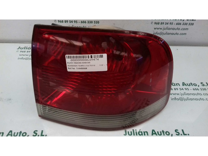 Recambio de piloto trasero derecho para volkswagen touareg (7la) tdi v10 referencia OEM IAM 7L6945096K  EXT-ALETA