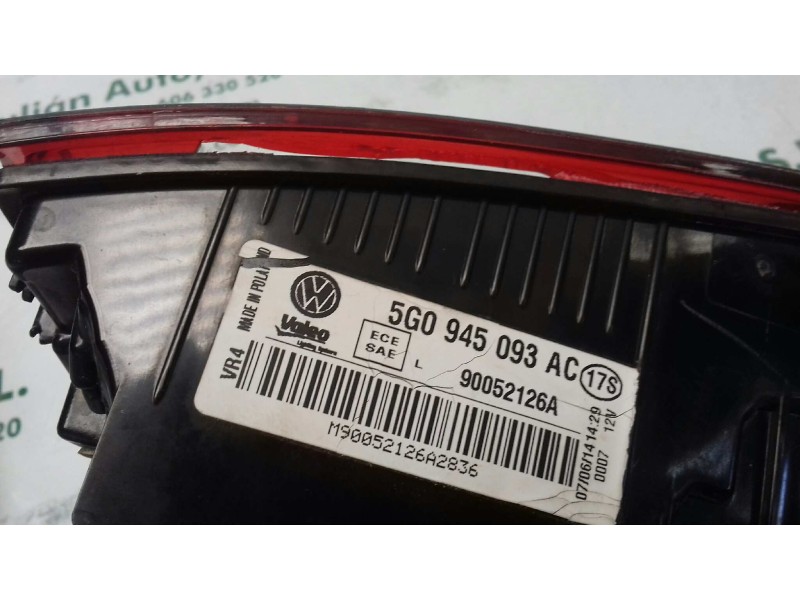 Recambio de piloto trasero izquierdo interior para volkswagen golf vii lim. sport bluemotion referencia OEM IAM 5G0945093AC  