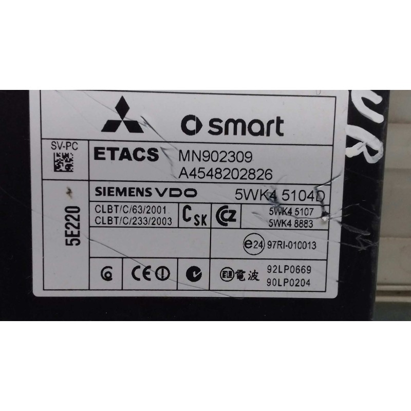 Recambio de caja reles / fusibles para smart forfour forfour 47 kw referencia OEM IAM A4548202826 MN902309 5WK45104D